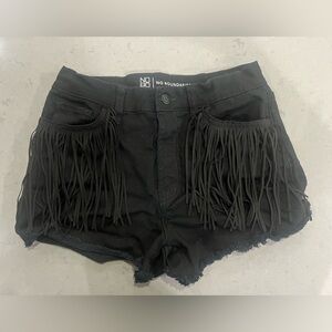No Boundaries Black Fringe High-Rise Denim Shorts
